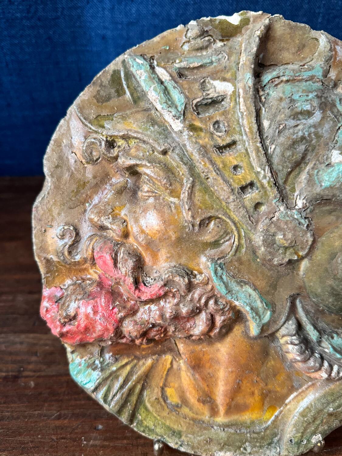 Gothic Revival plaster wall decoration Mascaron from the late 19th/early 20th century.