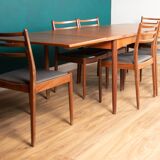 G Plan Two Leaf Extending Dining Table & Six Chairs Seats 6-10