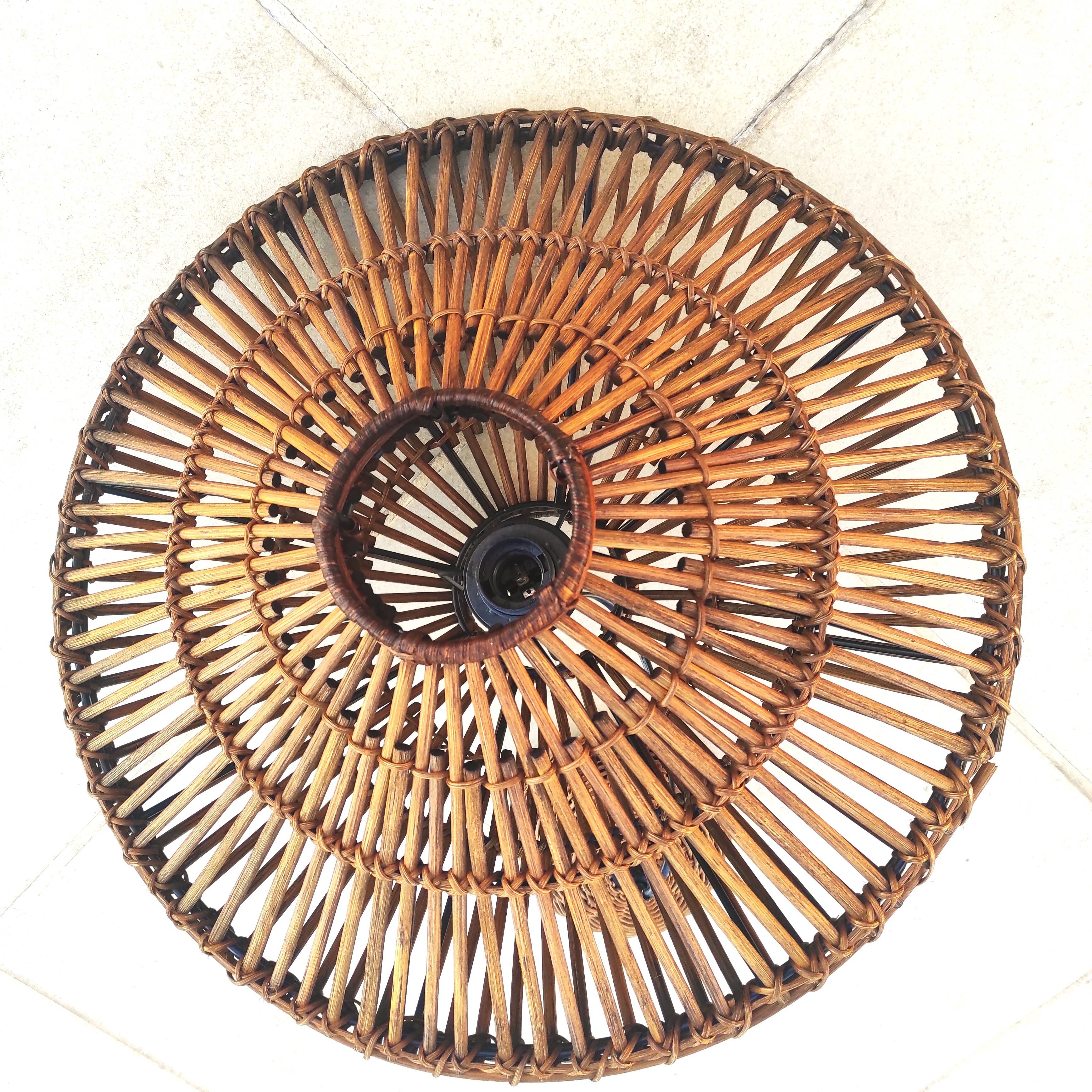 Vintage rattan pendant light with a diameter of 45cm