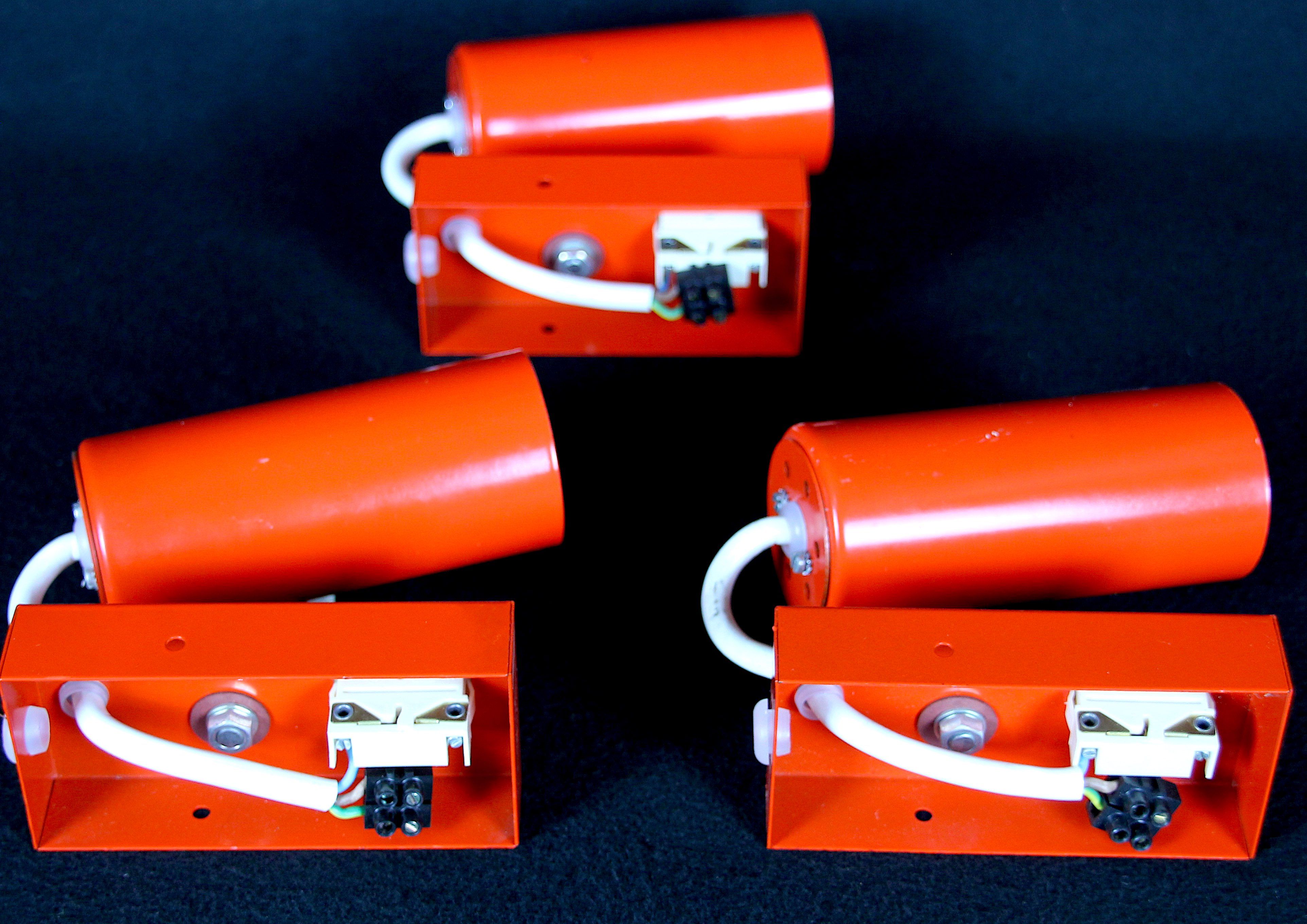 1970's Red and White Metal Spots Light, France - Set of 3