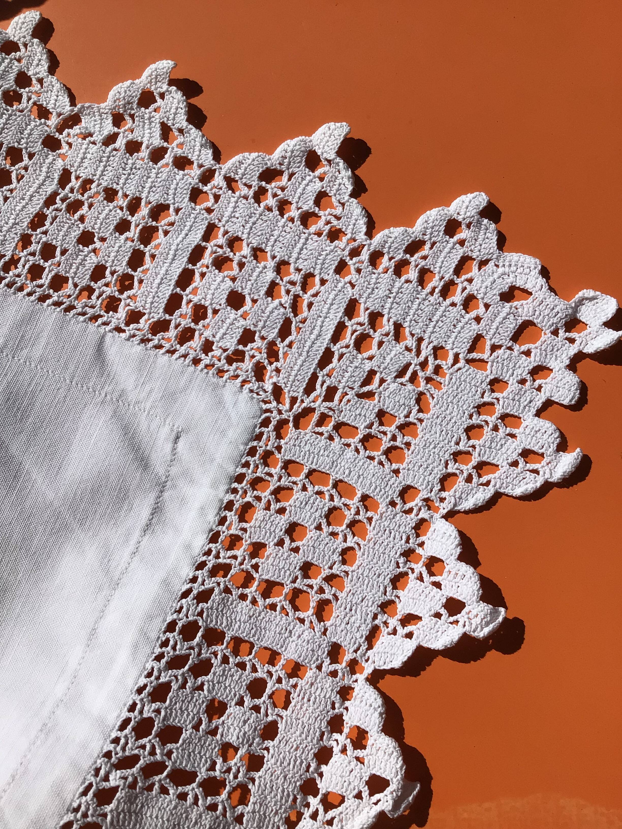 Hand crocheted edge pillowcase 8cm wide