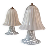 Set of 2 filigree Murano glass lamps