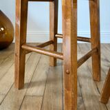 Pair of high stools / bar varnished wood 60-70s