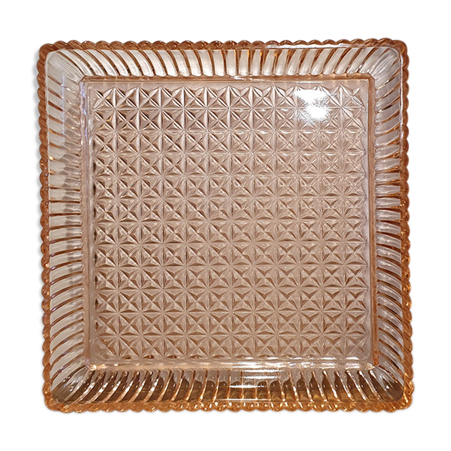 Pink glass dish/top