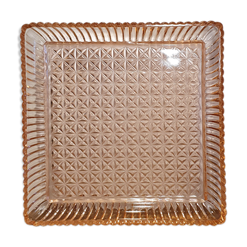 Pink glass dish/top