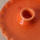 Orange ceramic candle holder serrated plate
