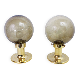 Paire de lampes Space Age en verre fumé