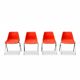 Set of 4 orange chairs designed by Robin Day for Hille.