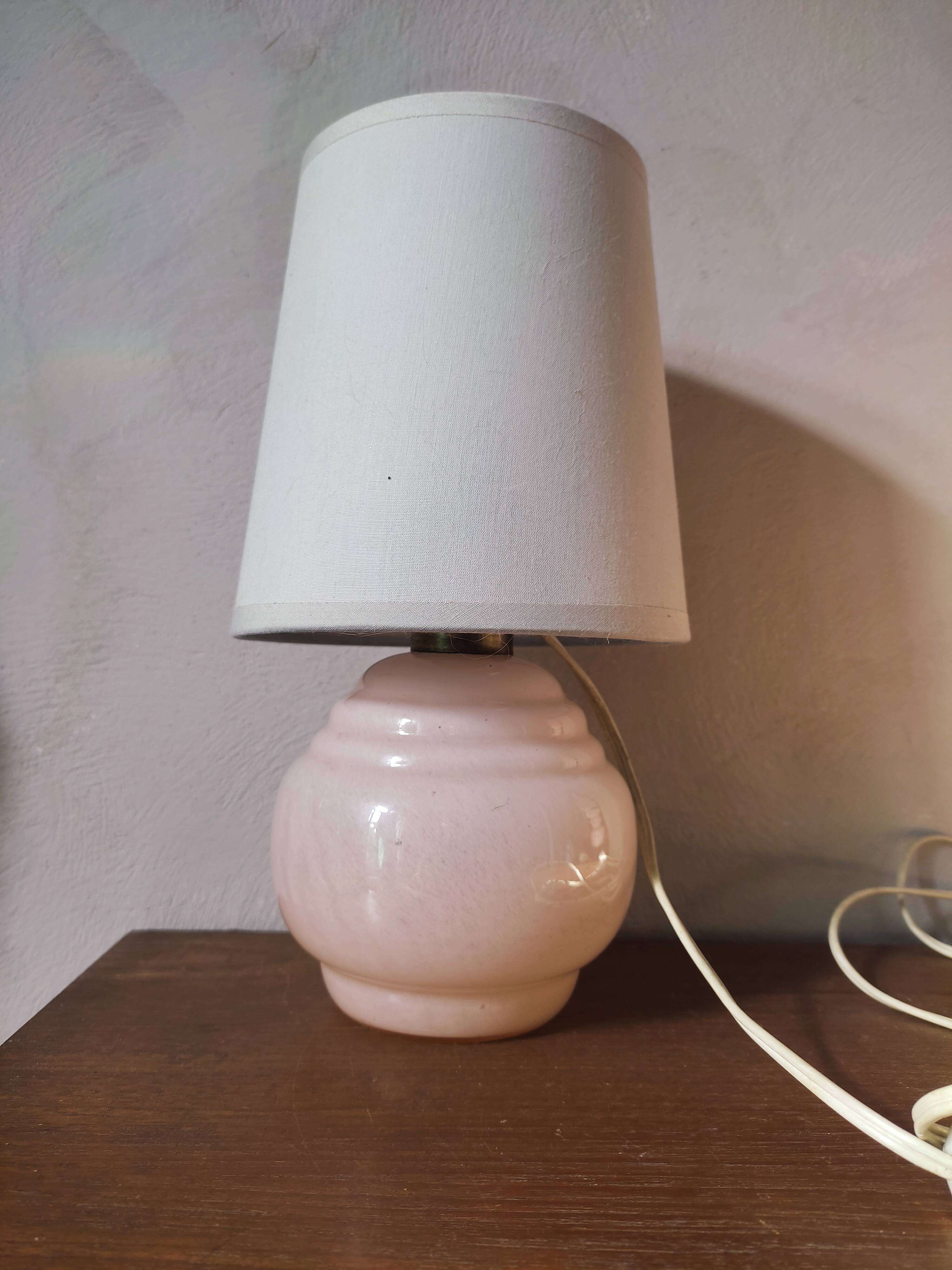 Art Deco pink glass lamp