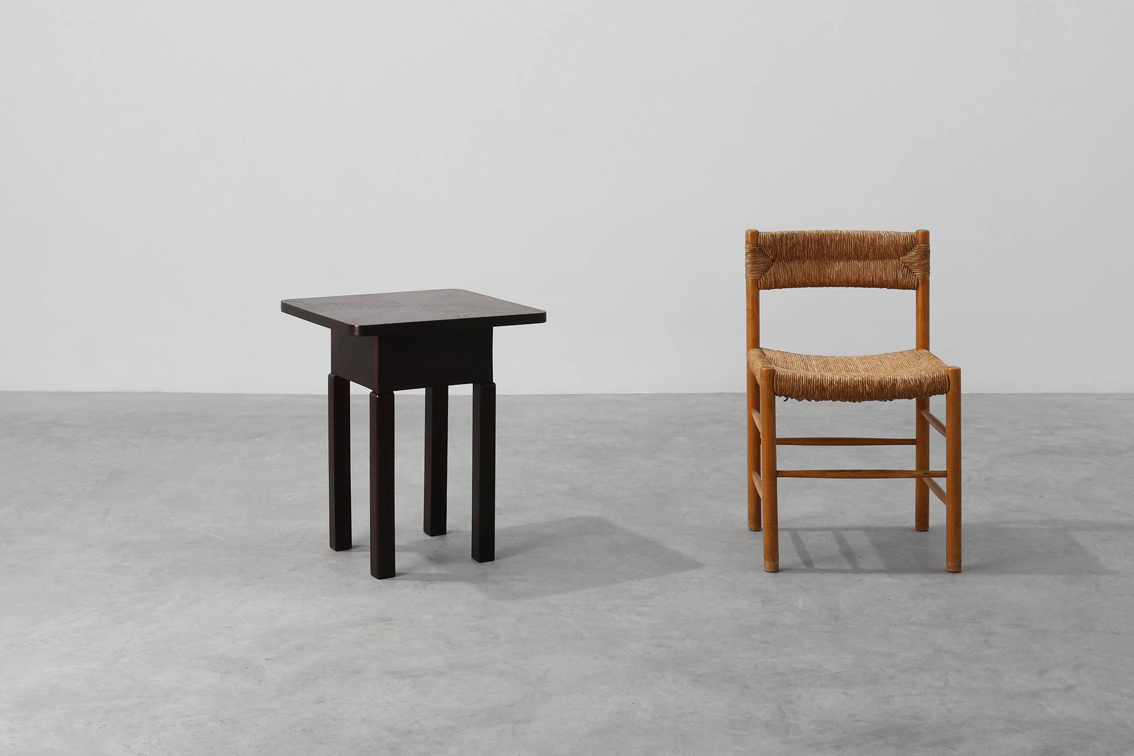 Art Deco square Oak Side Table, France, circa 1920