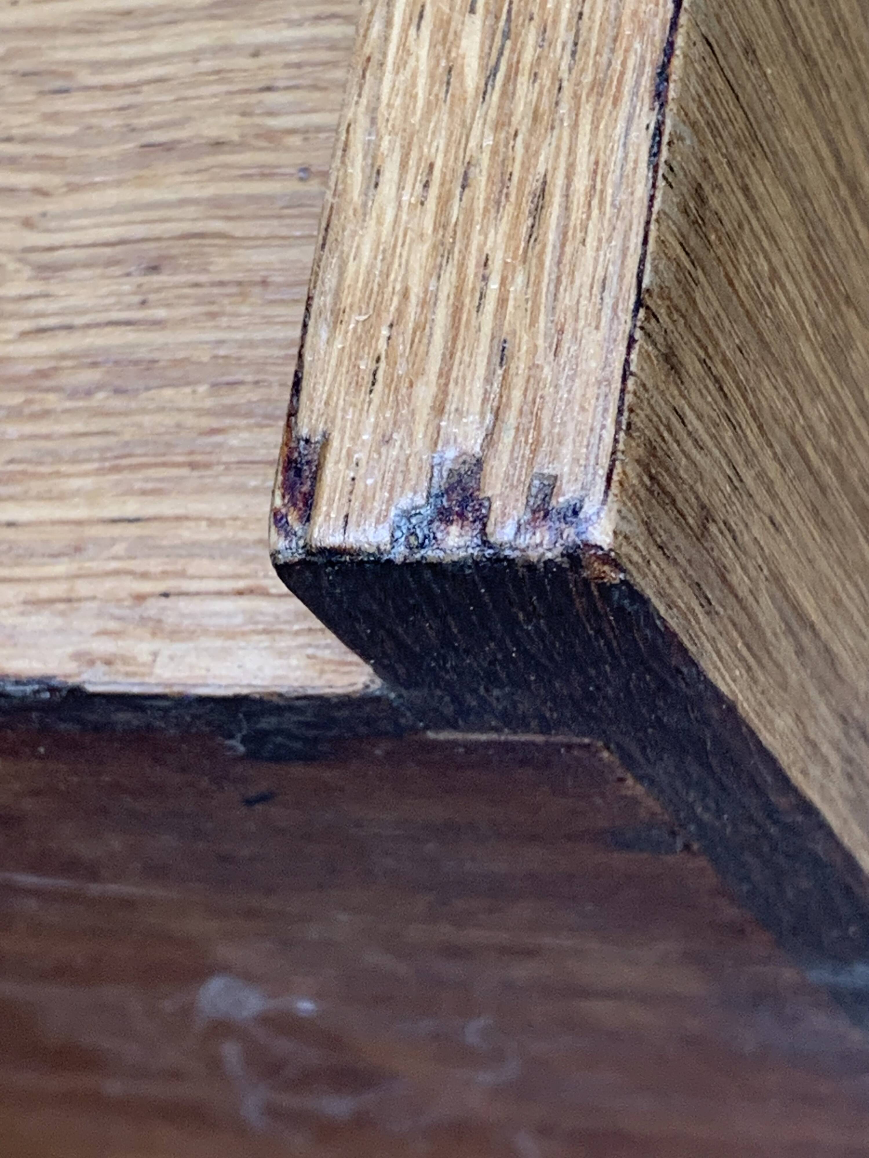 Vintage chest of drawers with compass feet, raw oak, 1960