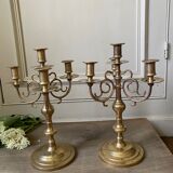 Pair of old brass candlesticks