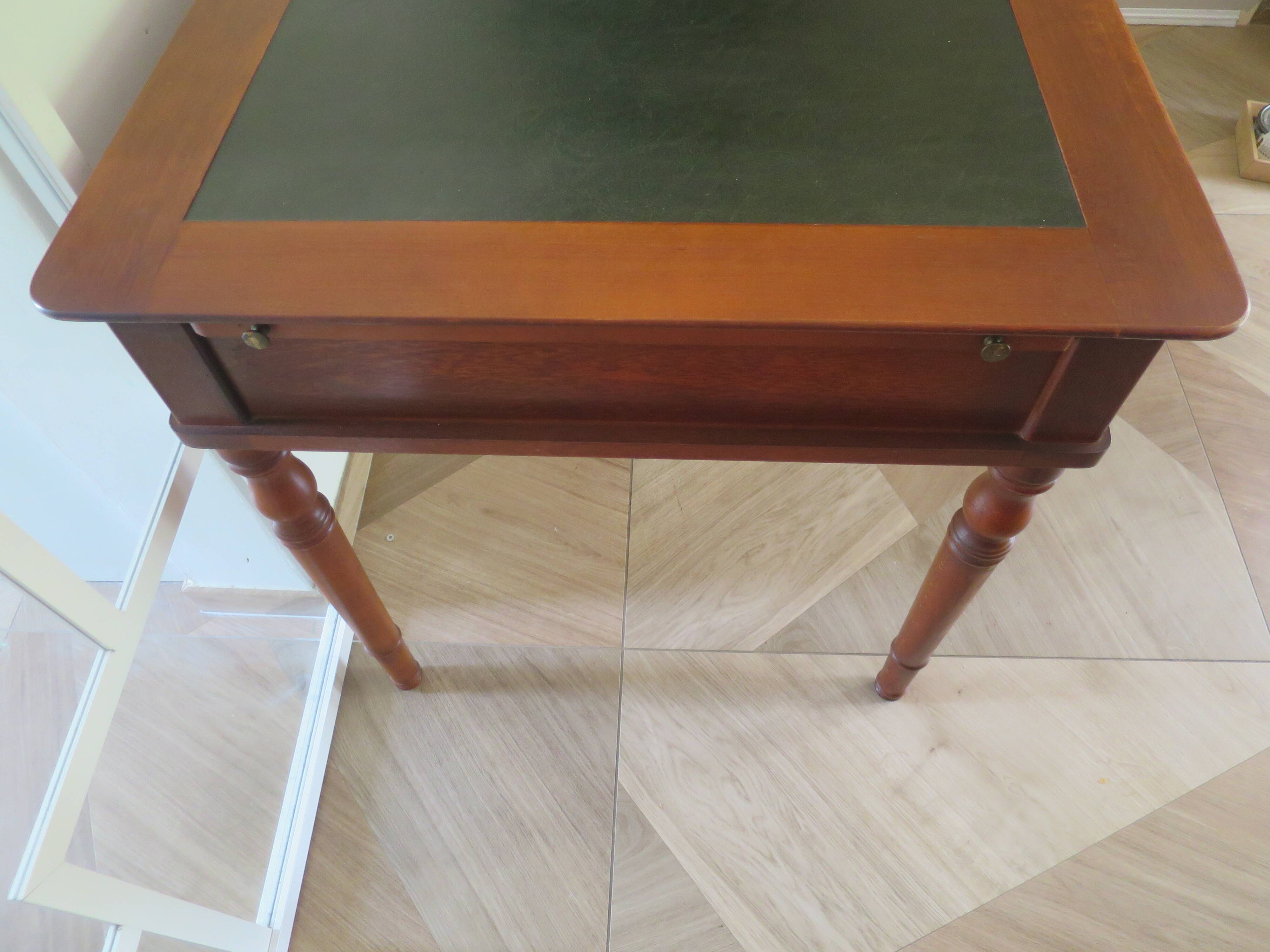 minister's desk - 2 drawers - solid wood - faux leather writing pad - Louis Philippe