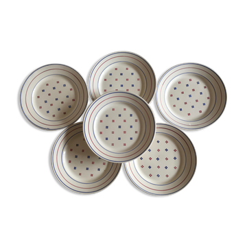 set of flat plates in lece of Lunéville 1960 décor Madeleine