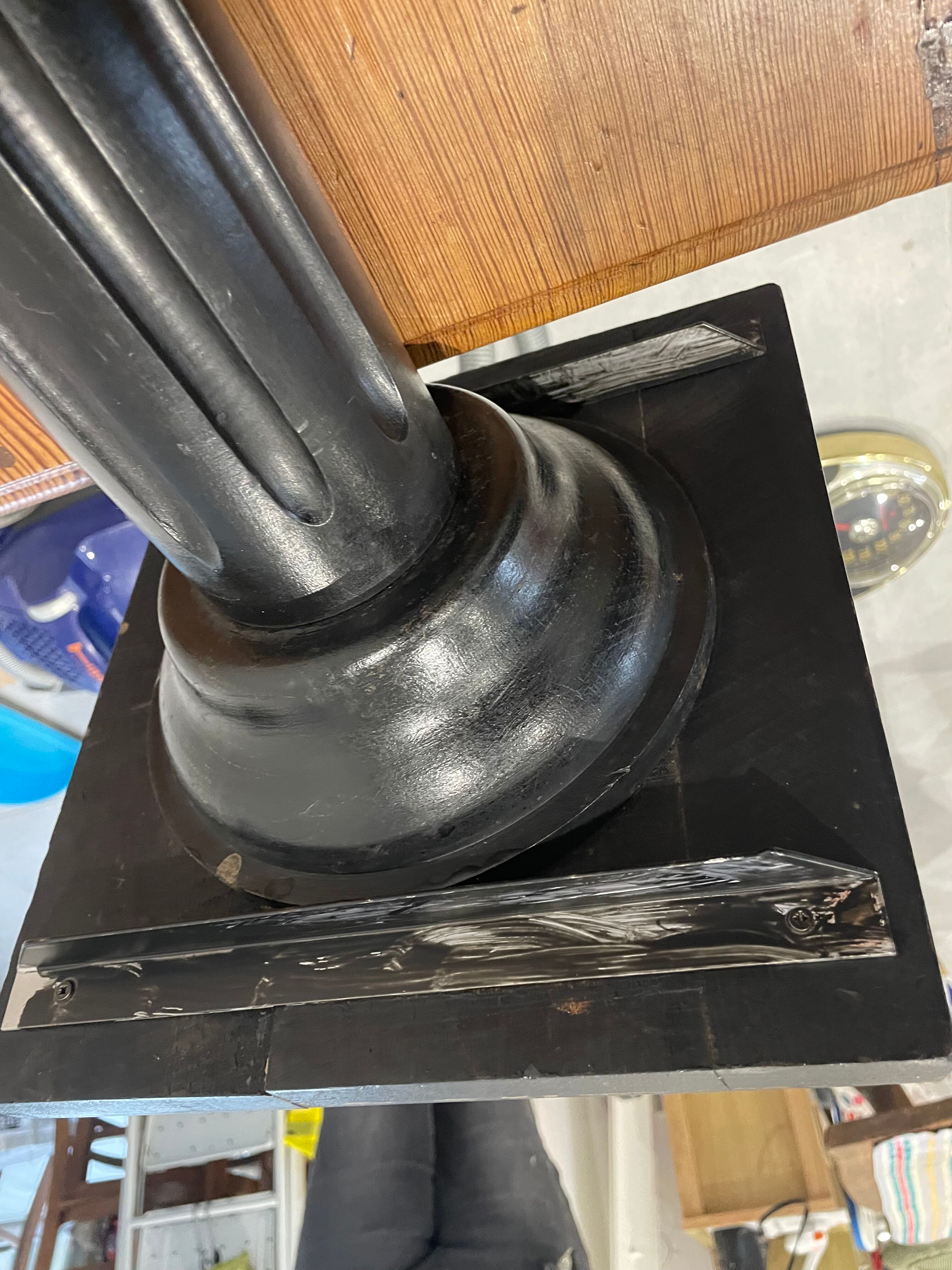 Nineteenth century black wooden fifth wheel column Napoleon III