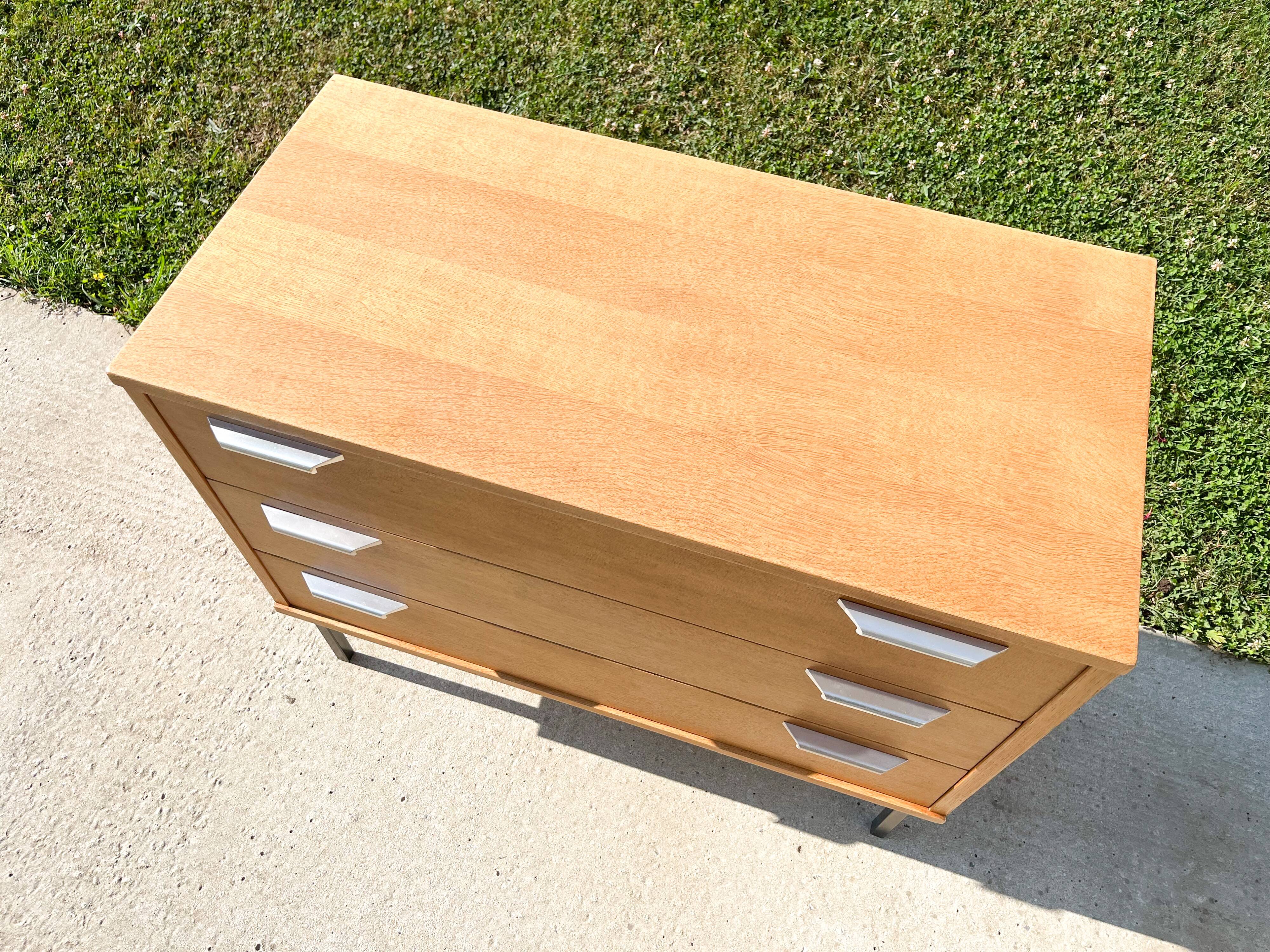 Chest of drawers with 3 drawers, metal base in the style of André Monpoix, 1960