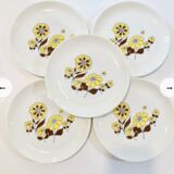 X8 floral plates mario and yellow 70s sovirel-vintage-kitchen-retri