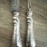 Serving fork and knife with silver hallmarks filled 268 gr
