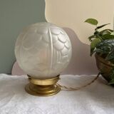 Lampe à poser vintage ronde en verre translucide - globe fleur