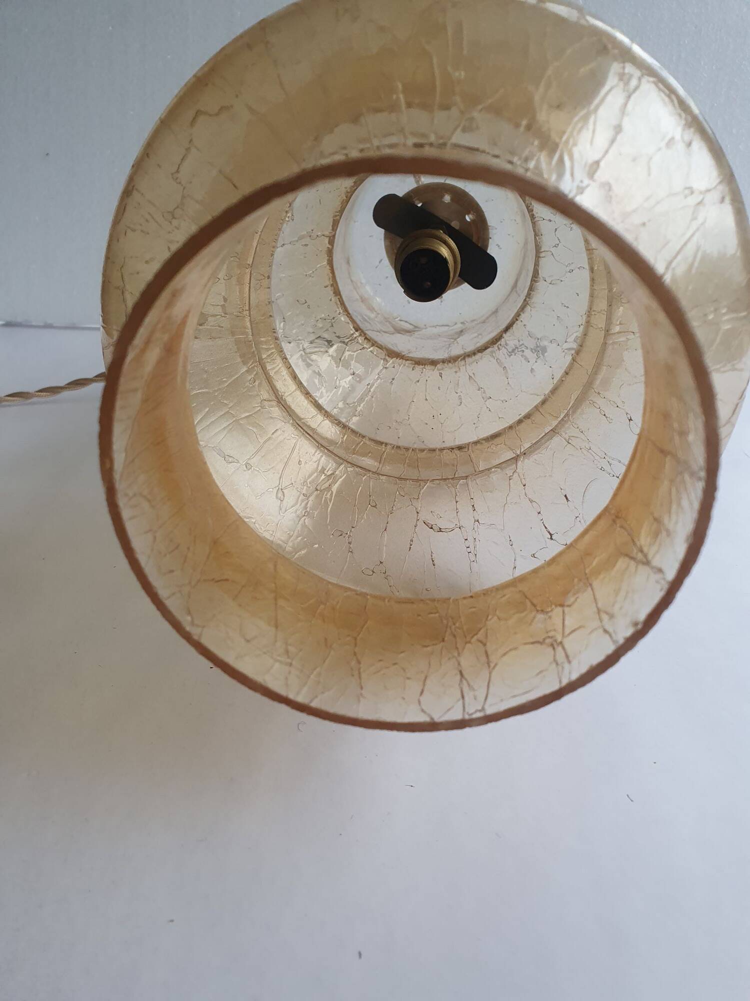 Large vintage brown glass hanging lamp