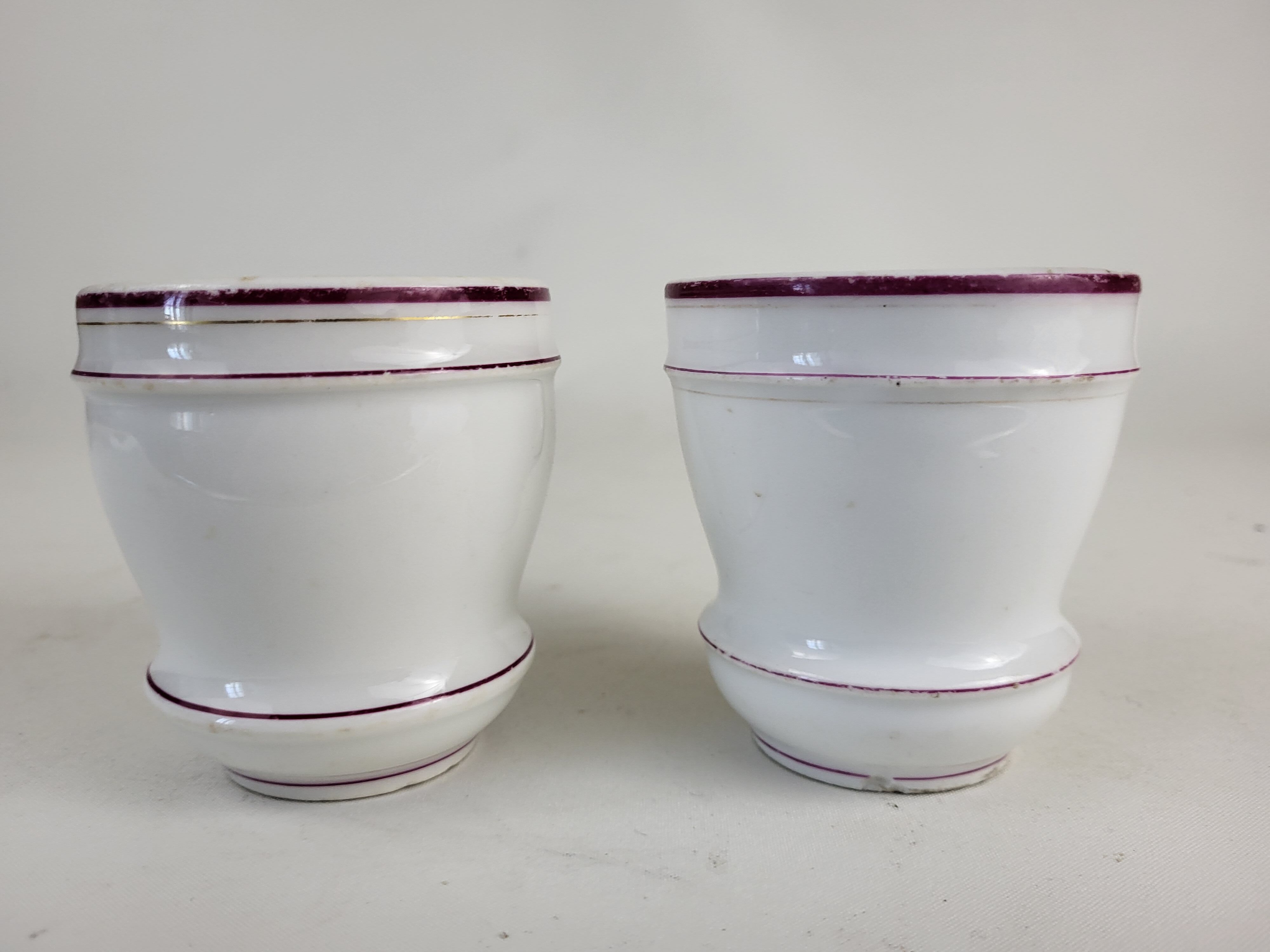 Set of 2 brulot cups in thick porcelain XIXth