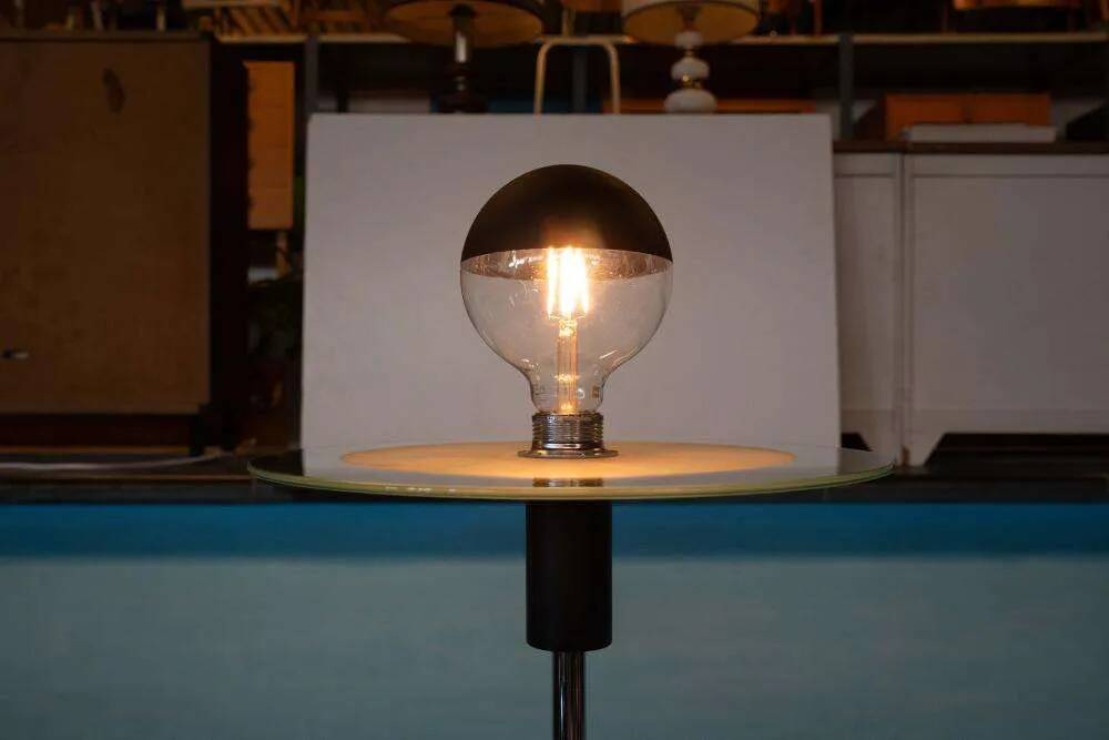 Minimalist chrome glass floor lamp, Bauhaus style floor lamp.