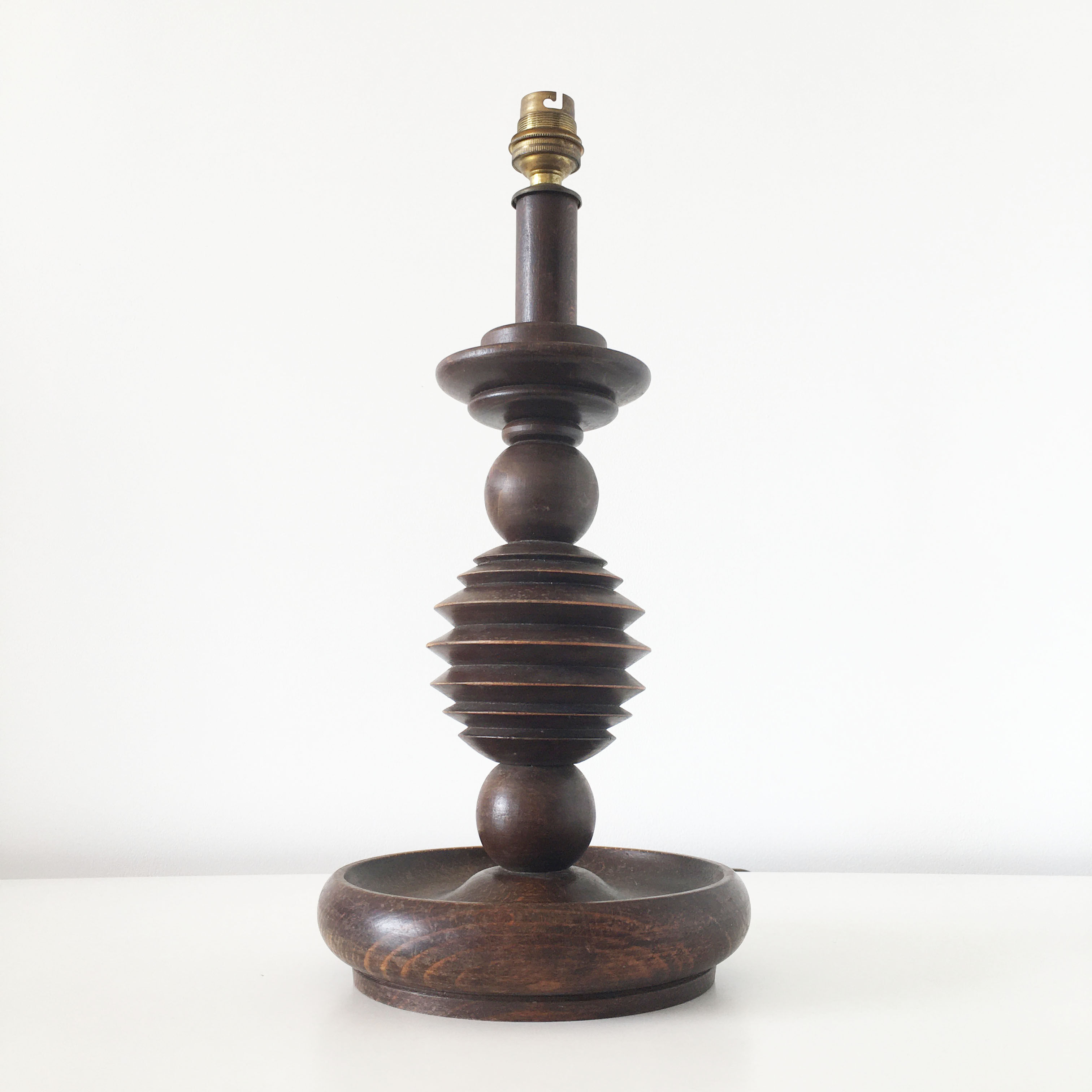 Turned wooden vintage lamp