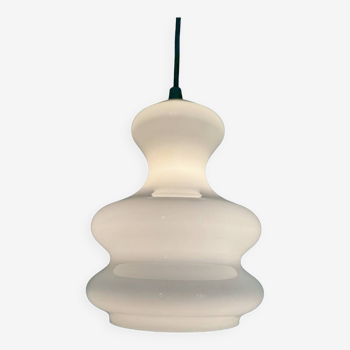 Lustre opaline blanche design Space Age années 70