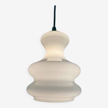 White opaline chandelier Space Age design 70s