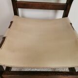 Series of 4 wooden and leather chairs