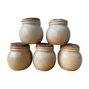Lot de 5 pots en grès vintage