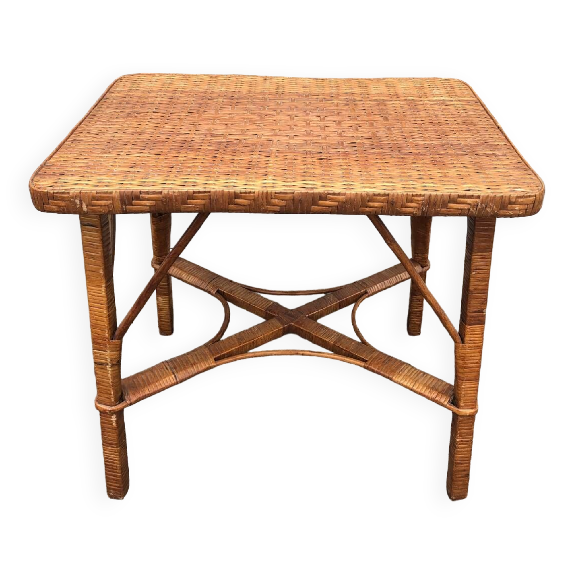 Table basse rotin vintage, 1950