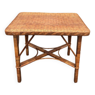 Vintage rattan coffee table, 1950s