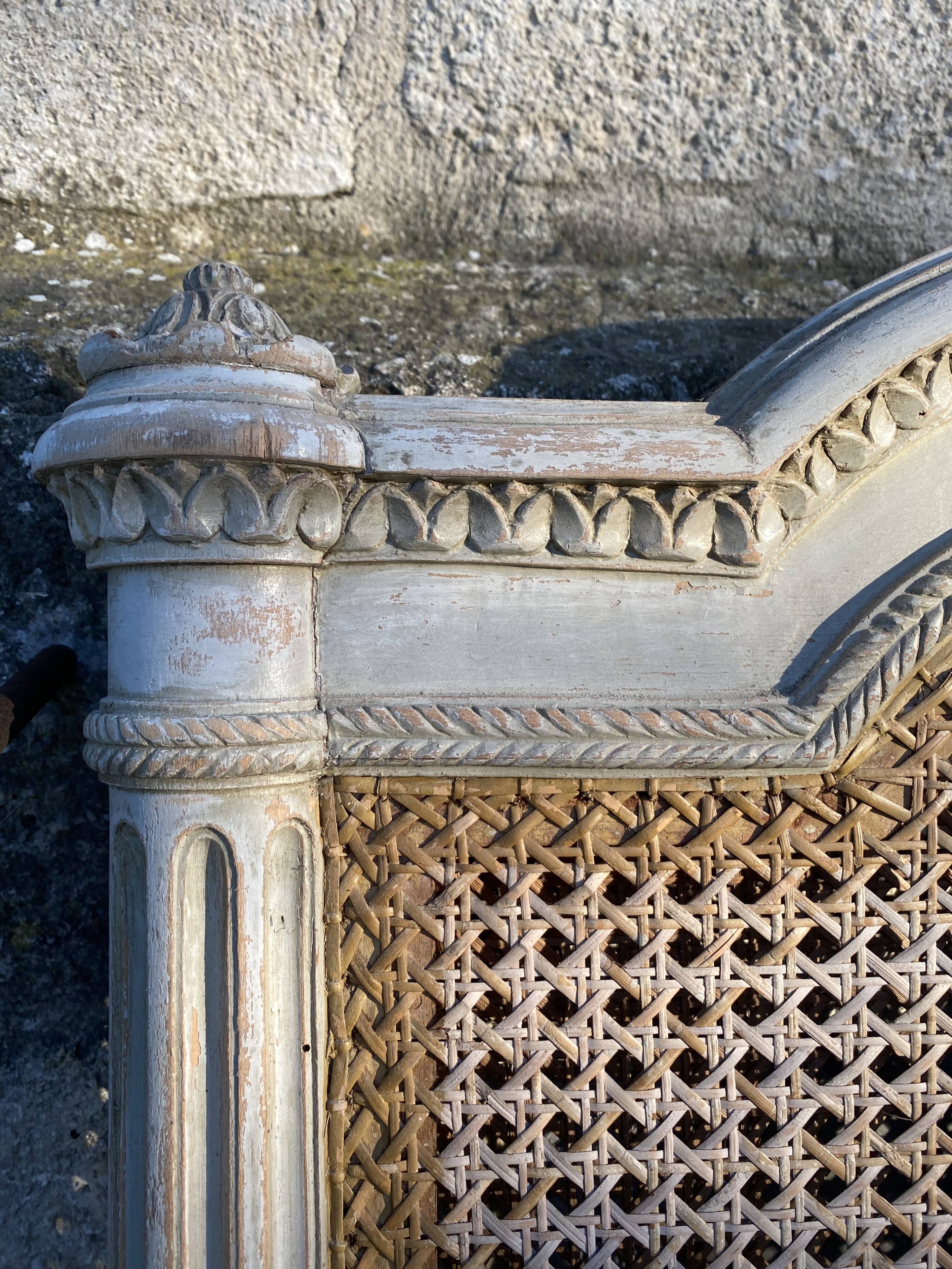Bed Louis XVI patinated wood and cannage 140/190