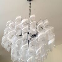 Transparent and white “ricci” murano glass chandelier d70