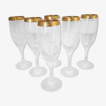 Box of 6 champagne flutes, golden led
