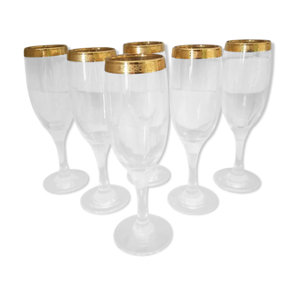 Box of 6 champagne flutes, golden led