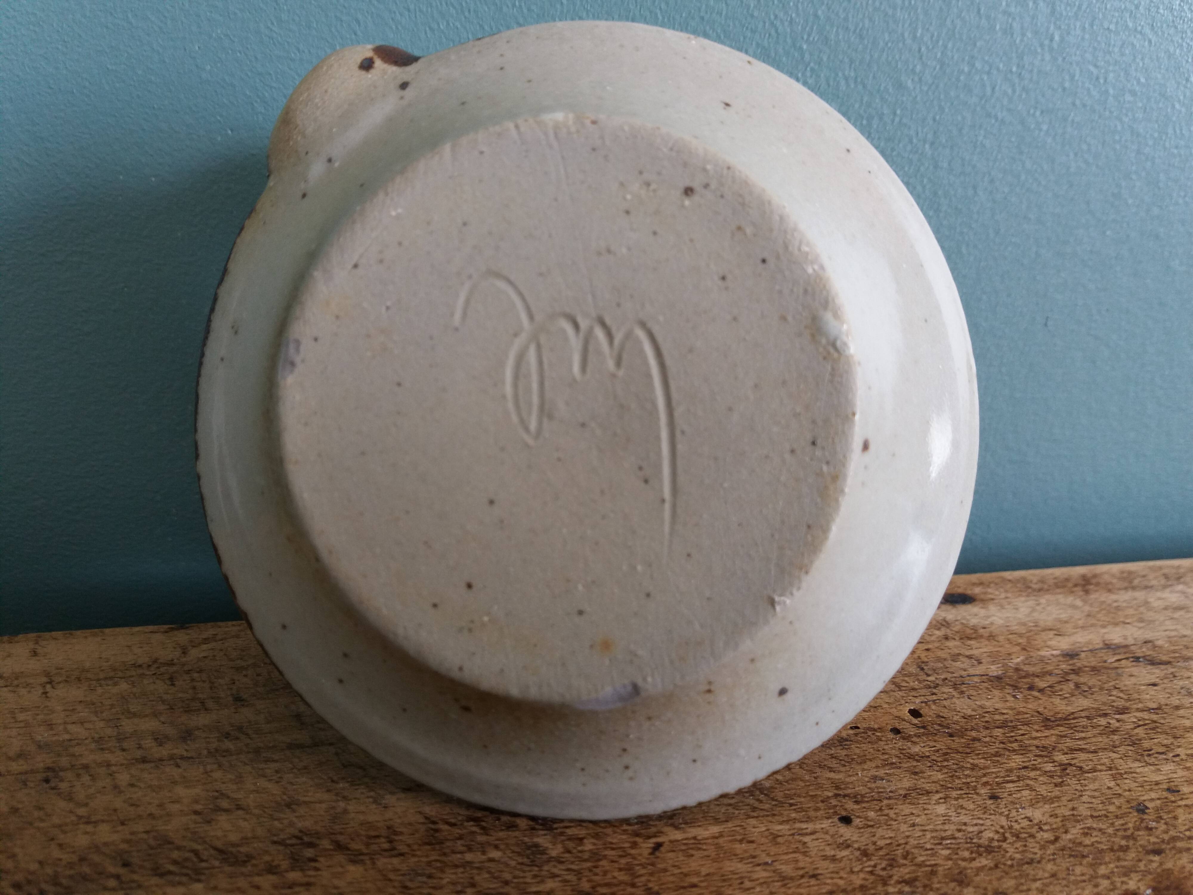 Sandstone bird egg cup signed Jean Marie Delahaye Malicornes