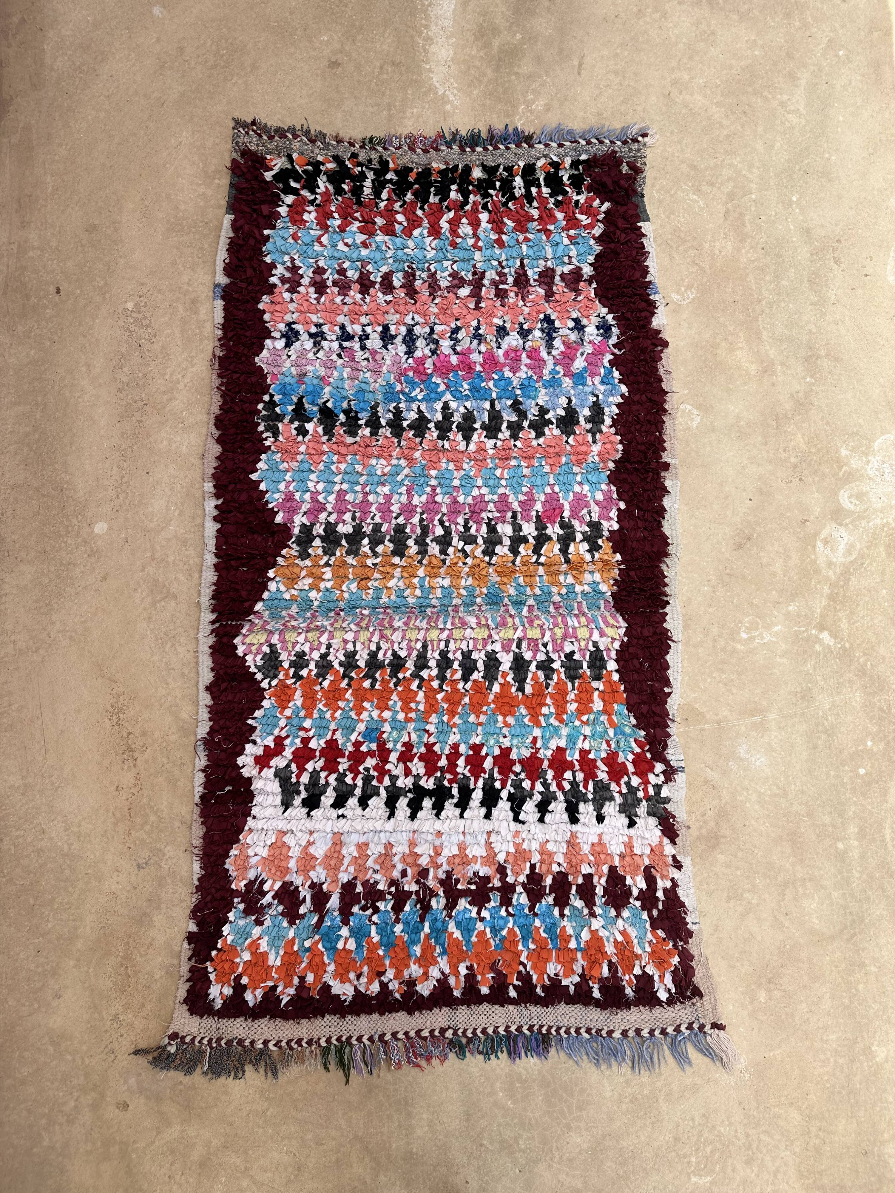 Colorful Boucherouite Moroccan rug - 88 x 161 cm