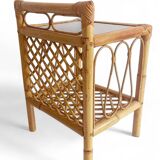 Mid-Century Bamboo and Rattan Nightstands, Spain, Hand-Crafted, 1970s