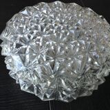 Vintage structured glass round ceiling lamp 60s-70s