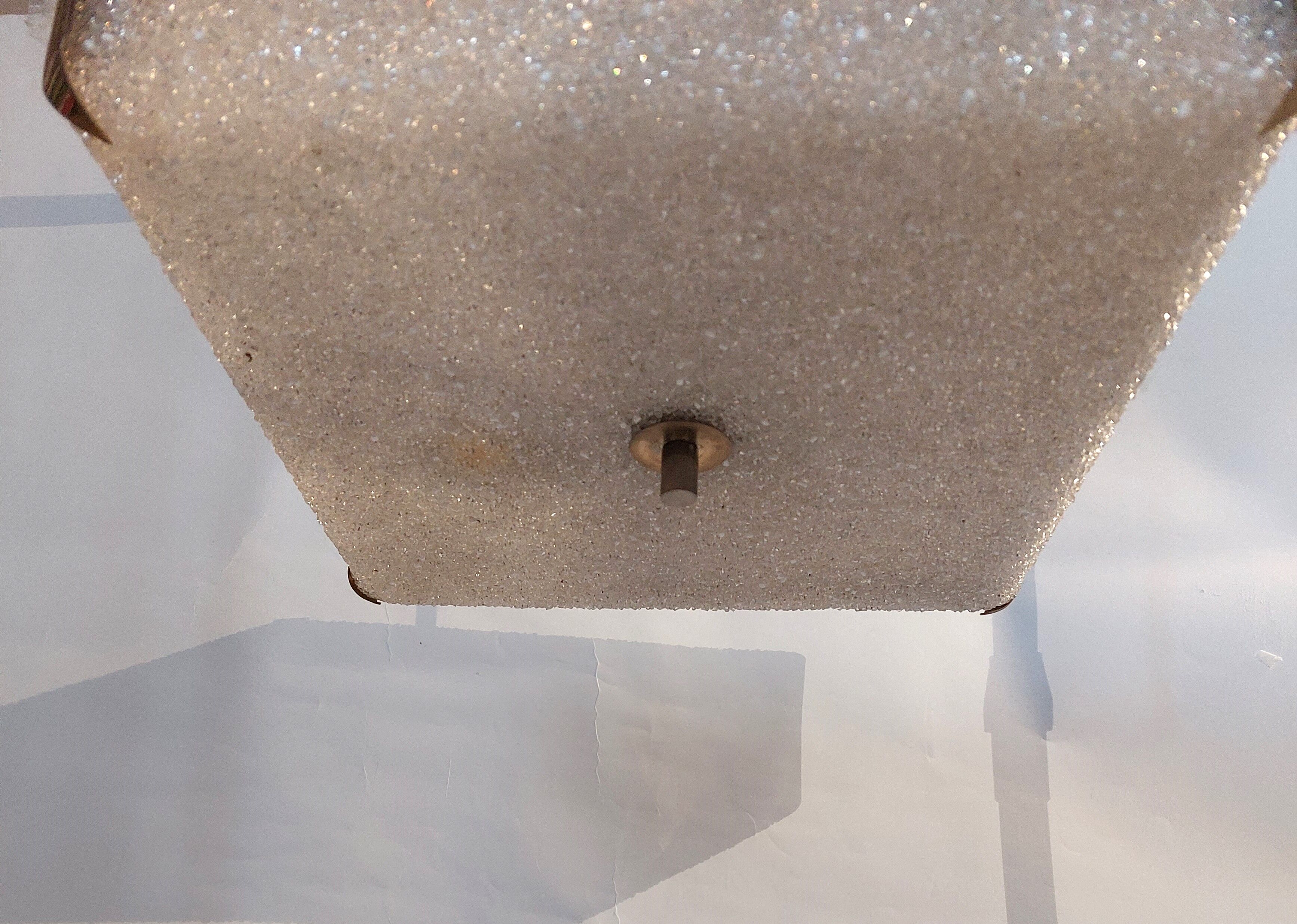 Square perspex ceiling lamp and gilded brass 1960.