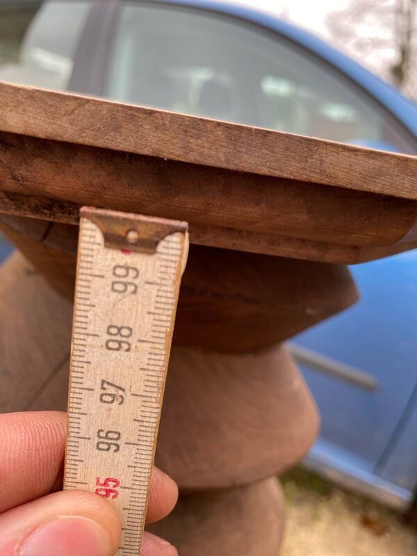 ancienne grosse vis de pressoir, sellette, porte plante en chêne massif