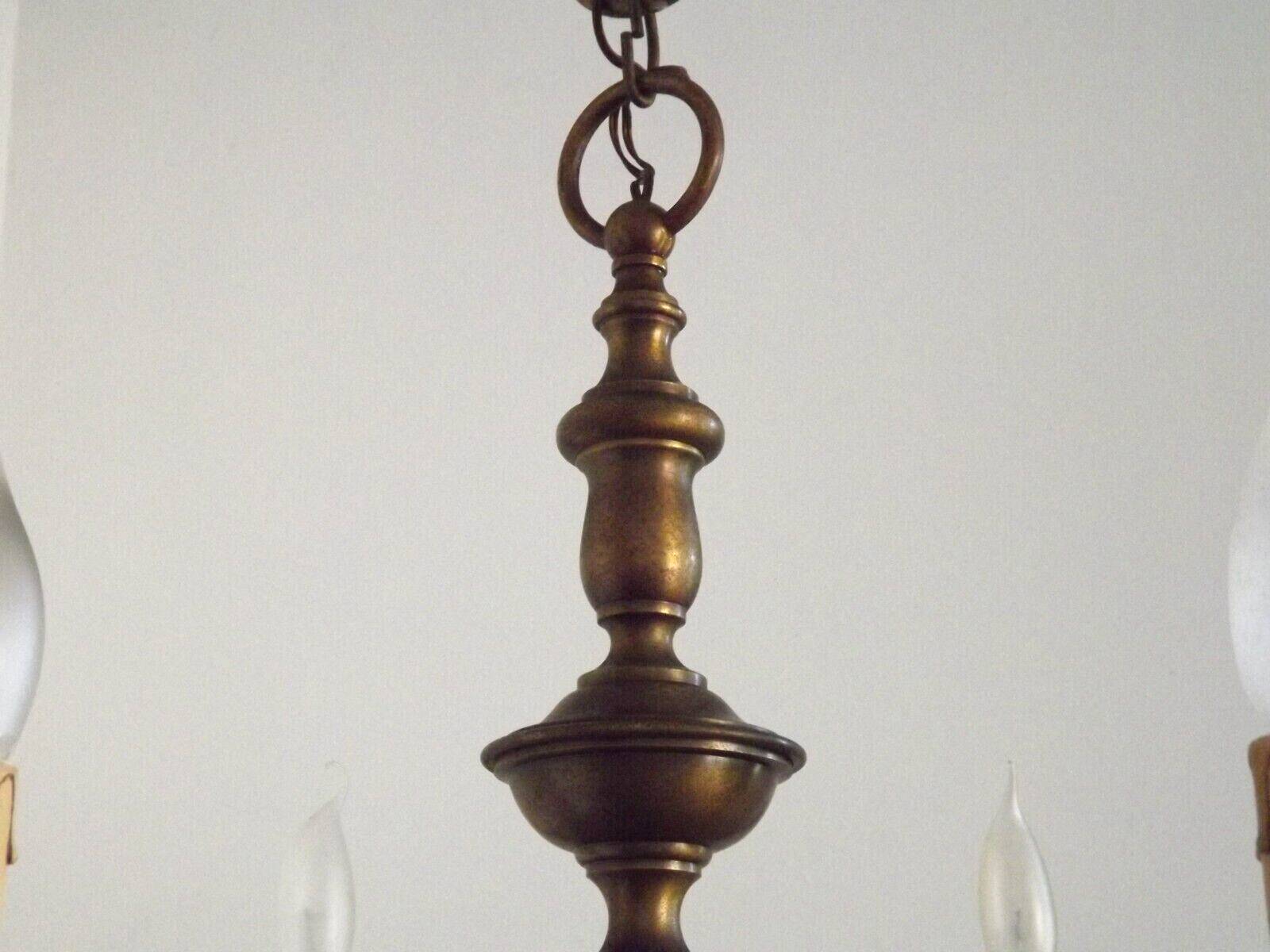 Large Vintage Bronze 6 Light Flemish Chandelier Birds Head Detail 4759