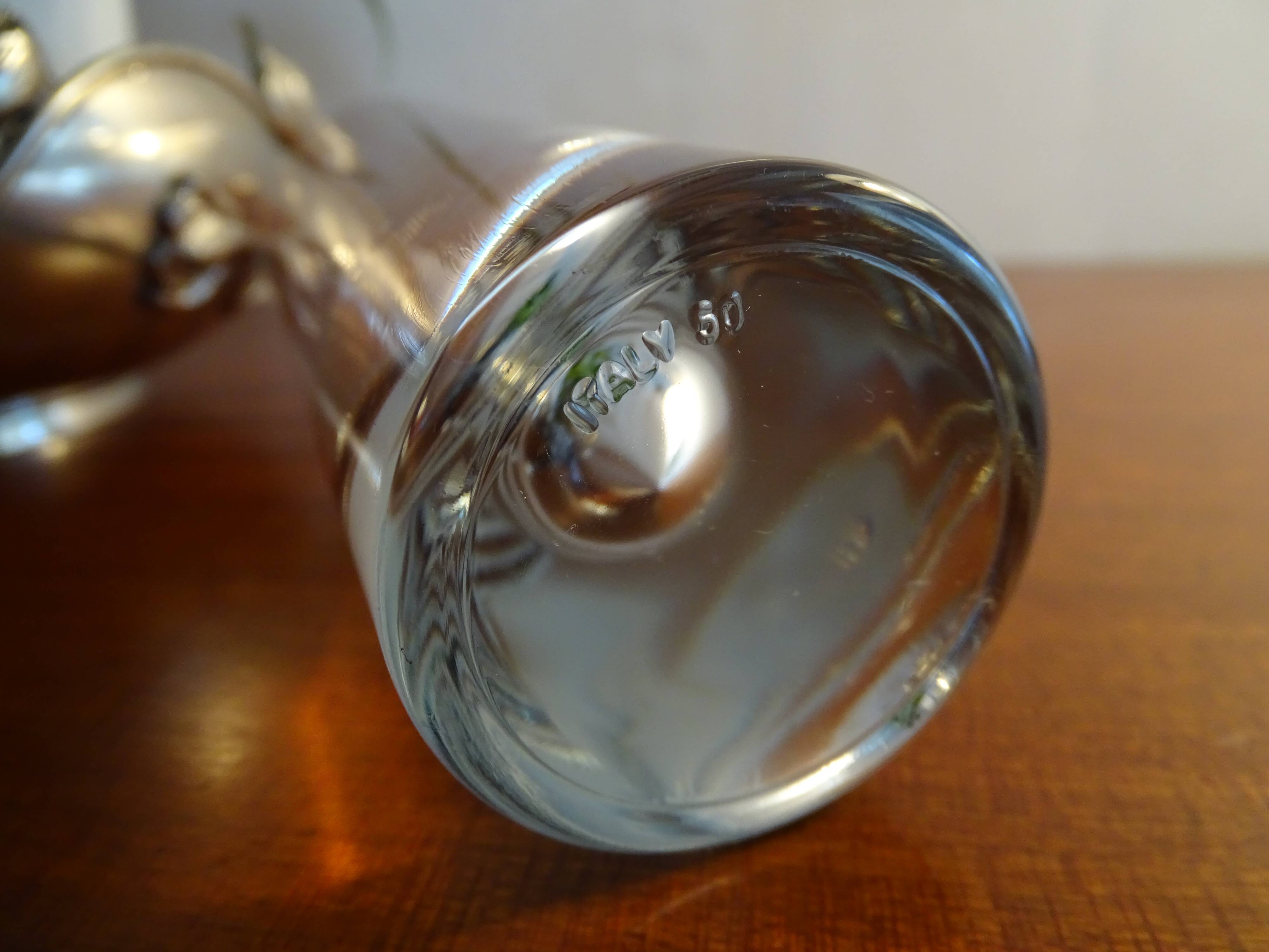 4 high glasses Heavy bullet glass Carlo Moretti Italy 1980 signed