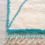 Berber carpet blessed ouarain true turquoise blue with diamonds in wool