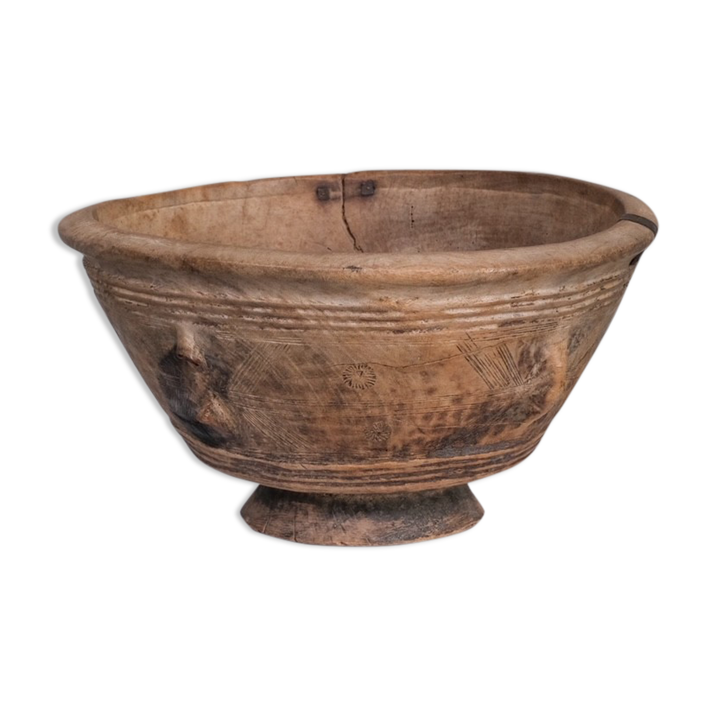 Antique Primitive French Wooden Bowl