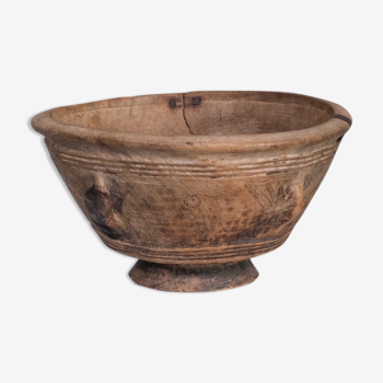 Antique Primitive French Wooden Bowl