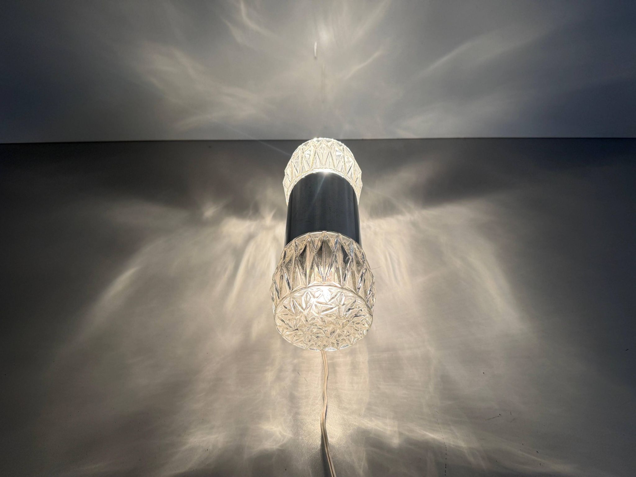Mid-century double-headed glass and metal wall sconce, 1960, Italy