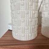 Set of three white Scandinavian opaline pendant lights